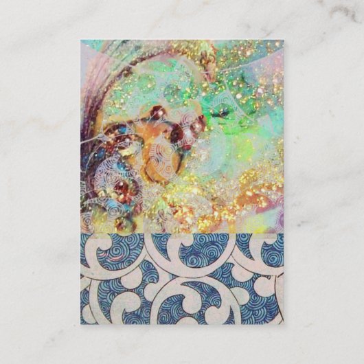 波、アクアブルーティール(緑がかった色)フローラ旋回写真テンプレート 名刺 (裏面)