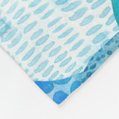 波、クジラ、子供っぽい青いテクスチャ フリースブランケット (角)