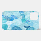 波、クジラ、子供っぽい青いテクスチャ Case-Mate iPhoneケース (裏面 (横))