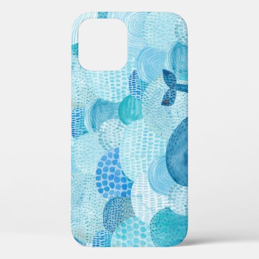 波、クジラ、子供っぽい青いテクスチャ Case-Mate iPhoneケース (裏面)