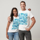 波、クジラ、子供っぽい青いテクスチャ Tシャツ (ユニセックス)