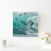 波、サーファー、美しい景観壁時計 スクエア壁時計 (ホーム)
