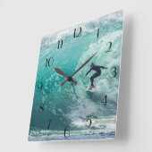 波、サーファー、美しい景観壁時計 スクエア壁時計 (傾斜)