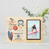 波! サーフィンの誕生日のビーチのパーティーの写真 招待状 (スタンド正面)