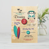 波! サーフィンの誕生日の招待のビーチのパーティーのおもしろい 招待状 (スタンド正面)