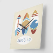 波! サーフボード スクエア壁時計 (傾斜)