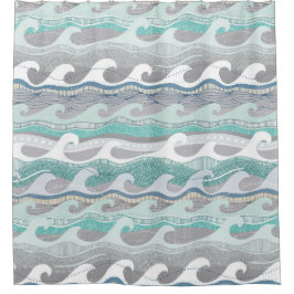 波 シャワーカーテン