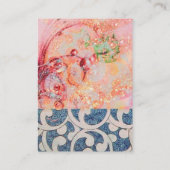 波、ピンクアクアブルーフローラ旋回写真テンプレート 名刺 (裏面)