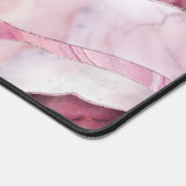波 – ピンク大理石抽象芸術 デスクマット (コーナー)
