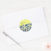 波,抽象的な青と黄色 ラウンドシール (封筒)