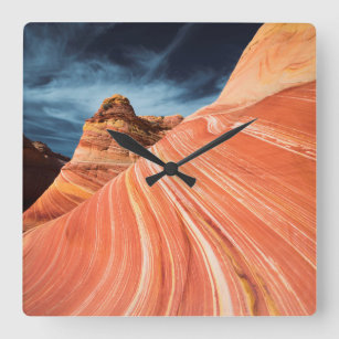 波、朱の崖、アリゾナ州 スクエア壁時計