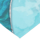 波 – 混合メディアブルー抽象芸術 ショートテーブルランナー (コーナー)