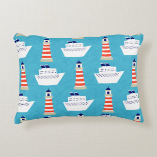 波、灯台、松葉杖などの継ぎ目のない模様 アクセントクッション