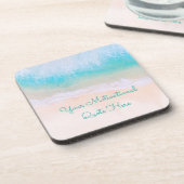 波、砂、ビーチやる気を起こさせる引用文 コースター (左側)