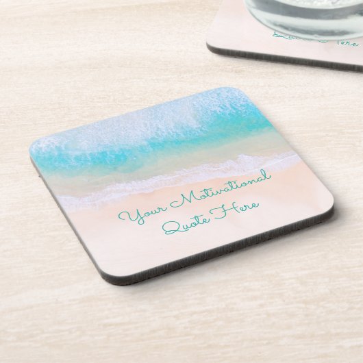 波、砂、ビーチやる気を起こさせる引用文 コースター (左側)