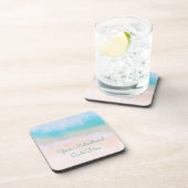 波、砂、ビーチやる気を起こさせる引用文 コースター (右側)