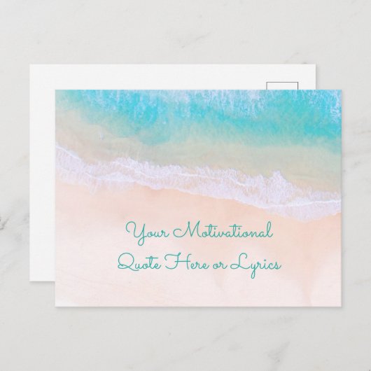 波、砂、ビーチやる気を起こさせる引用文 ポストカード