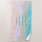 波、砂、ビーチ、おリラックスよびパーソナ楽しむライズ ビーチタオル (正面)