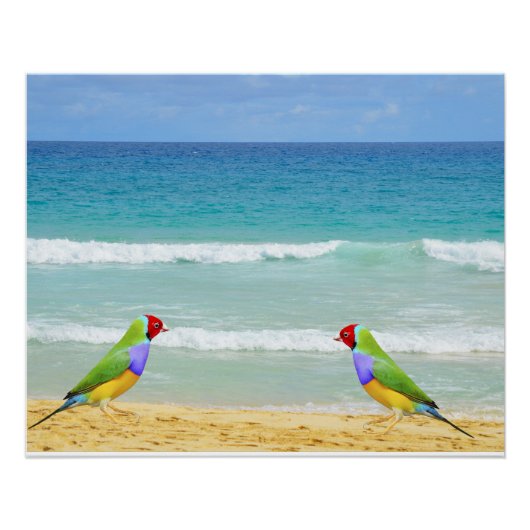 波、空とサーフオンボアビスタビーチ ポスター (正面)