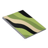 波、緑、黒、ベージュ曲線のカラフル ノートブック (右側)