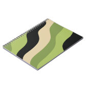 波、緑、黒、ベージュ曲線のカラフル ノートブック (左側)