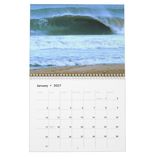 波、風、及び砂2012年のCalander カレンダー (1月 2027)