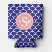 波、魚の日本の鱗モノグラムのパターン 缶クーラー (正面)