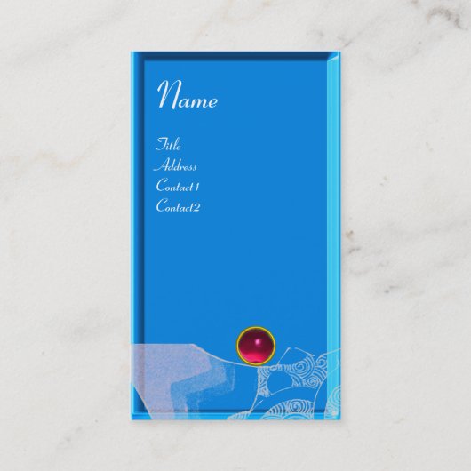 波RUBYモノグラム、ピンクの赤い青の白 名刺 (正面)