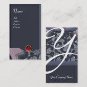 波RUBYモノグラム、ピンクの赤の黒の青い灰色 名刺 (正面/裏面)