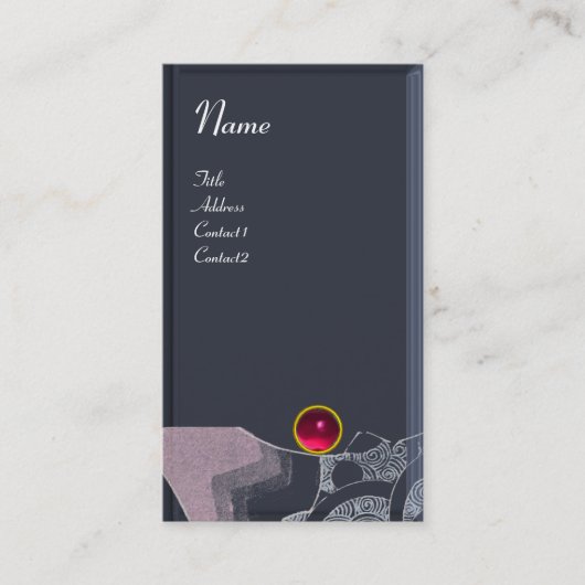 波RUBYモノグラム、ピンクの赤の黒の青い灰色 名刺 (正面)