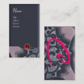 波RUBYモノグラム、ピンクの赤の黒の青い灰色 名刺 (正面/裏面)