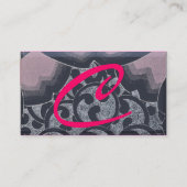 波RUBYモノグラム、ピンクの赤の黒の青い灰色 名刺 (裏面)