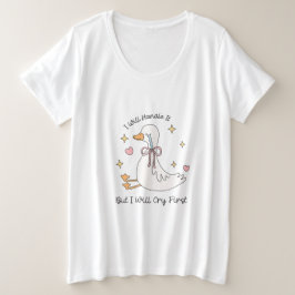 泣いてから対応します 笑える プラスサイズTシャツ
