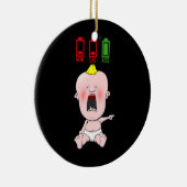 泣きおもしろいベビーママとパパ低電池汗かわいい セラミックオーナメント (右)