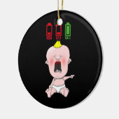 泣きおもしろいベビーママとパパ低電池汗かわいい セラミックオーナメント (左)