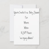 「泣き叫びなし」ベビーシャワー招待状 招待状 (裏面)