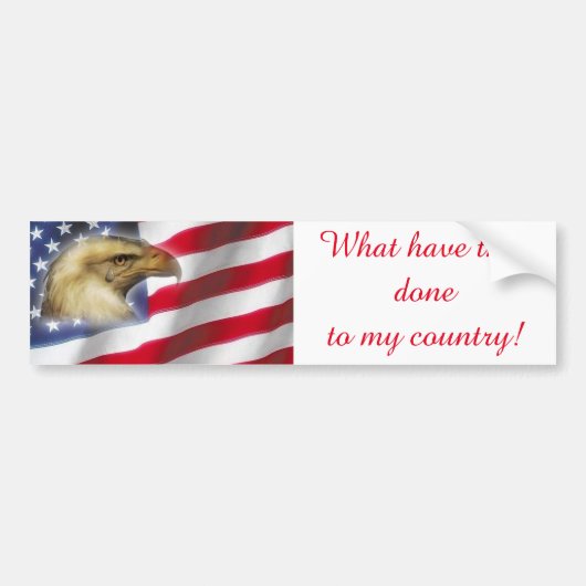 泣き叫びのワシ及び米国旗の赤白青 バンパーステッカー (正面)