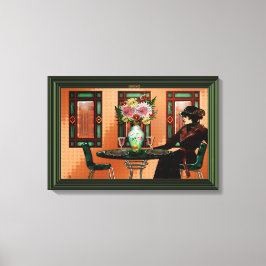 泣き叫びの女性1920年代のカフェ キャンバスプリント