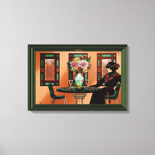 泣き叫びの女性1920年代のカフェ キャンバスプリント (正面)