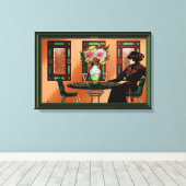 泣き叫びの女性1920年代のカフェ キャンバスプリント (インサイチュ (ウッドフロア))