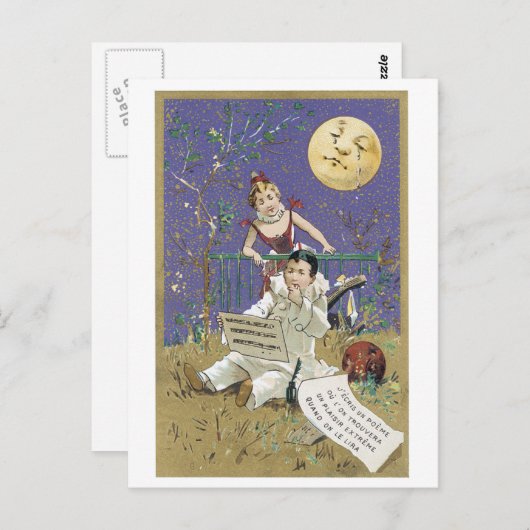 泣き叫びの月の詩のビクトリア時代の人の郵便はがき ポストカード (正面/裏面)