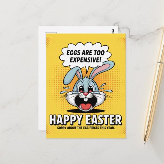 泣き叫びイースターバニーエッグあまりにも高価 ポストカード (正面/裏面インサイチュ)