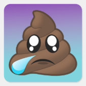 泣き叫びウンチ絵文字スグラデーションティッカー スクエアシール (正面)