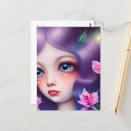 泣き叫びガールと大きな青い目 ポストカード