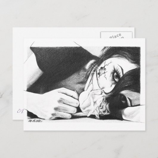 泣き叫びガールバラシュールスケッチアート ポストカード (正面/裏面)