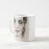 泣き叫びガール – スケッチ入り鉛筆 コーヒーマグカップ (正面左)