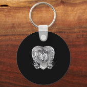 泣き叫びクラシックハート – スケルトンハンドハート キーホルダー (正面)