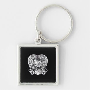 泣き叫びクラシックハート – スケルトンハンドハート キーホルダー