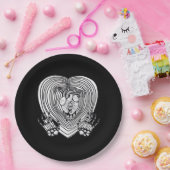 泣き叫びクラシックハート – スケルトンハンドハート ペーパープレート (パーティー)