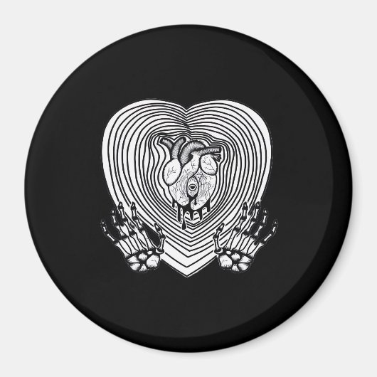 泣き叫びクラシックハート – スケルトンハンドハート マグネット (正面)